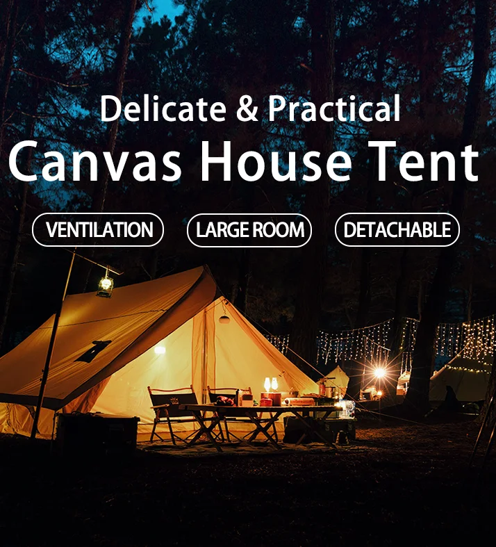 Large Space Glamping Family Mini House Canvas Tent for Kids