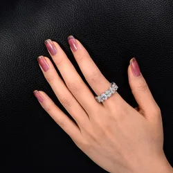 YANYI 925 Sterling Silver Round Diamond Ring 5 X 7 Pigeon Egg Jewelry Gift For