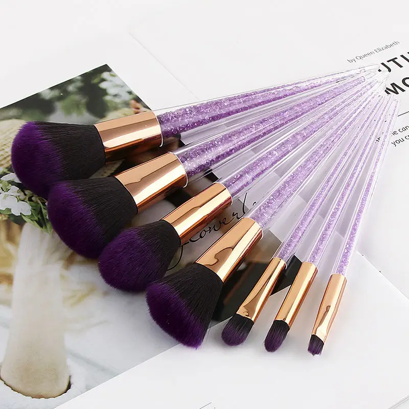 Free Sample Makeup Brushes/7 pcs Crystal Handle Makeup Brush Set/Custom Logo Make Up Brushes