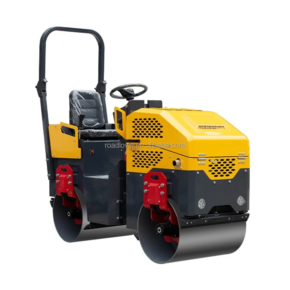construction machinery double drums walking bedhind ride on type small road roller vibratory roller