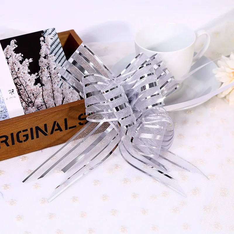 30mm Large Size Snow Gauze Hand Pull Wedding Supplies Gift Packaging Bow Decorative Pull Ribbon Manufacturers Wholesale
