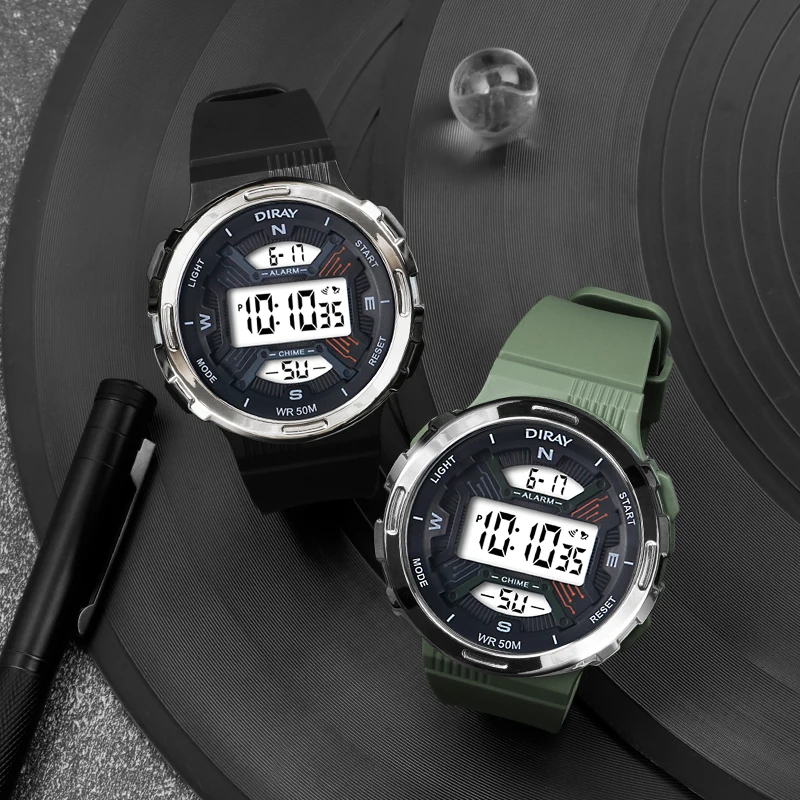 5atm Waterproof Custom Logo teenager Wrist Sport Watches Calendars Date Week Watch For Men Alloy shell Men Digital Watch