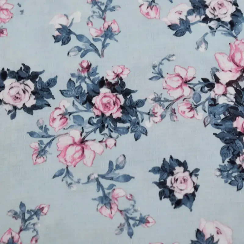 Hot selling abaya chiffon rose flower printed fabric muslim hijab polyester chiffon fabric for arab fabric