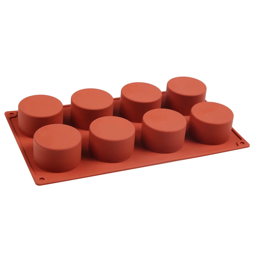 8 Cavity Round Cylinder Handmade Muffin Cheese silicone baking mold silicone baking pans Silicone Cake Brownie Mold Baking Tools