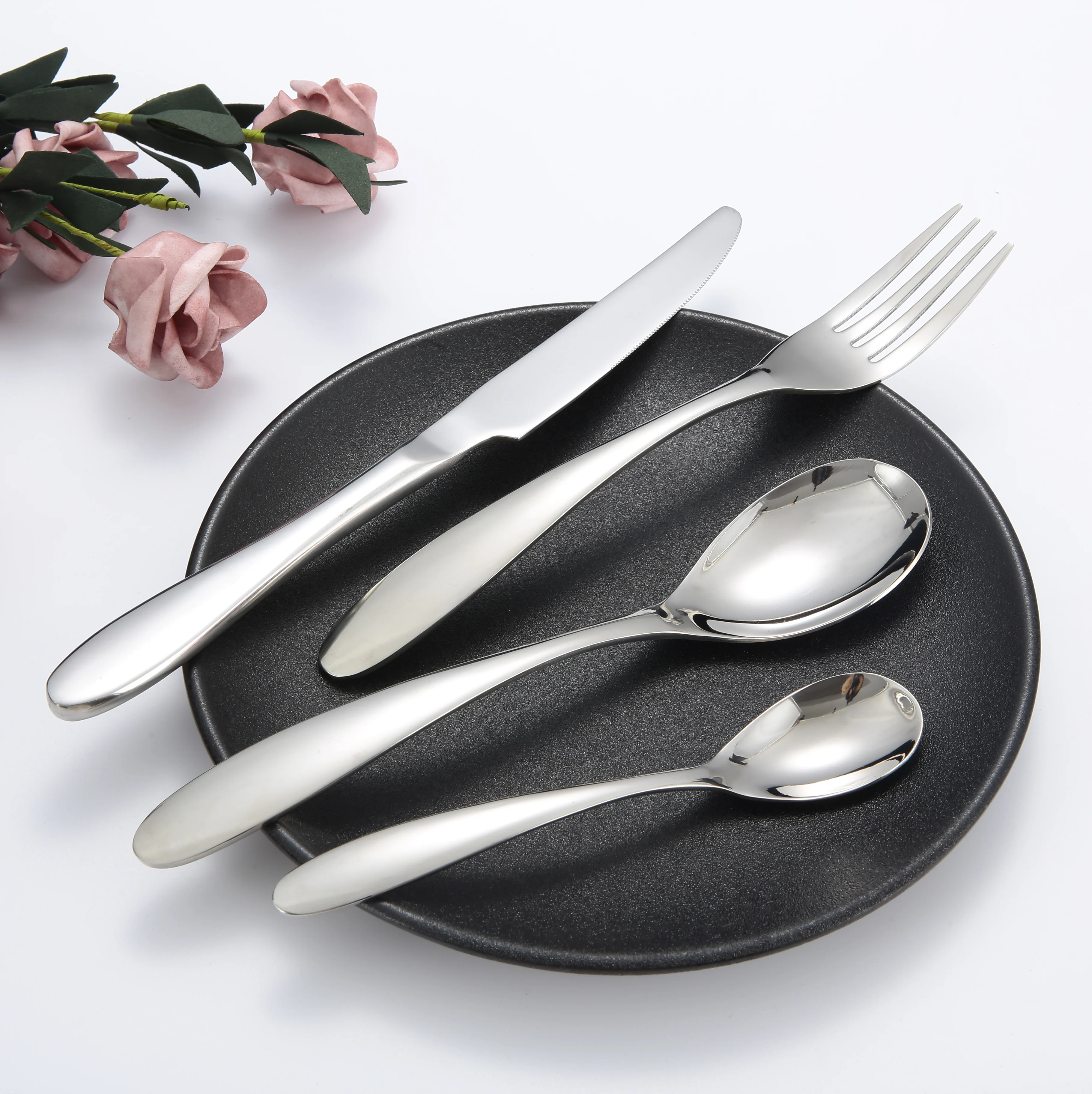 
Wholesale 304 spoons forks knives gold cutlery set stainless steel gold cutlery set wedding 