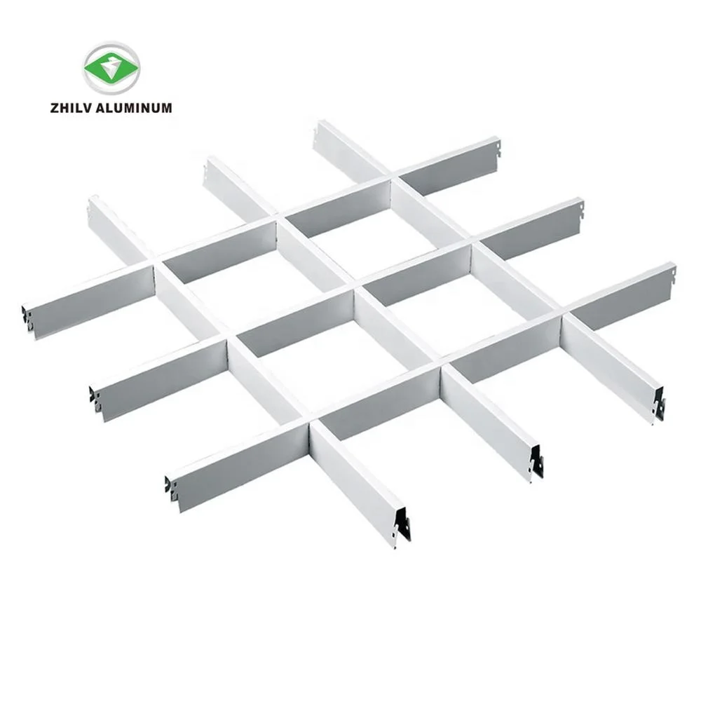 
High quality cheap aluminum wood grain grid ceiling metal false oepn cell ceiling design 