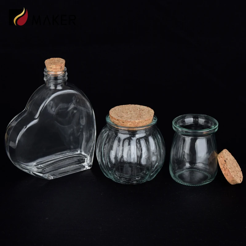 Wholesale Heart Star Shaped Glass Storage Wishing Jar Candy Favor Bottle With Cork Wooden Stopper For Decor Diy Gift Home Party