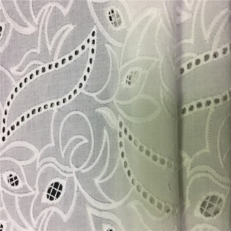fashion design embroidered fabric 100% cotton voile fabric eyelet embroidery fabrics for clothing