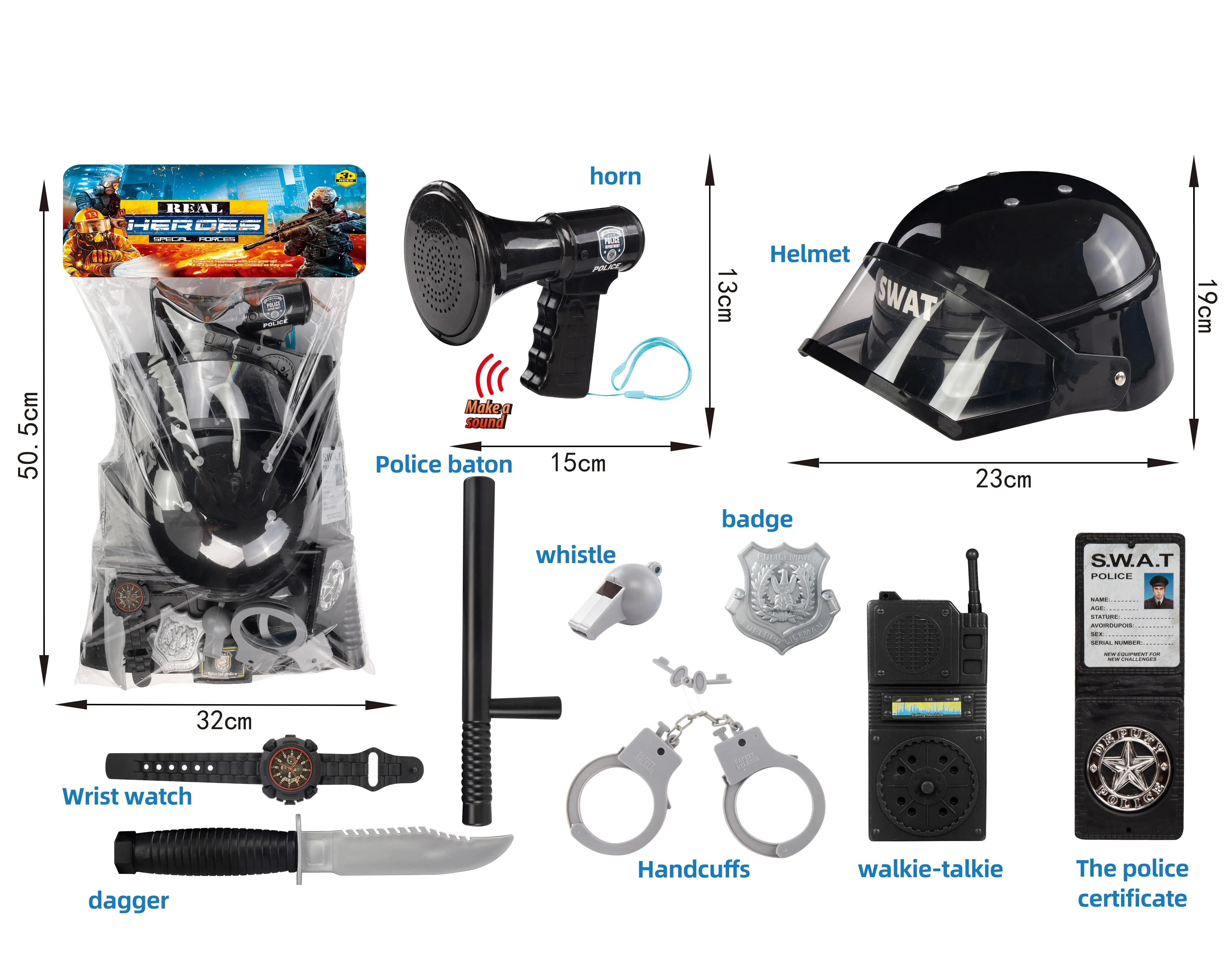 SL Role Playing Game Police Gun Set Kids Pretend Play Early Education Toys With Vest And Gun