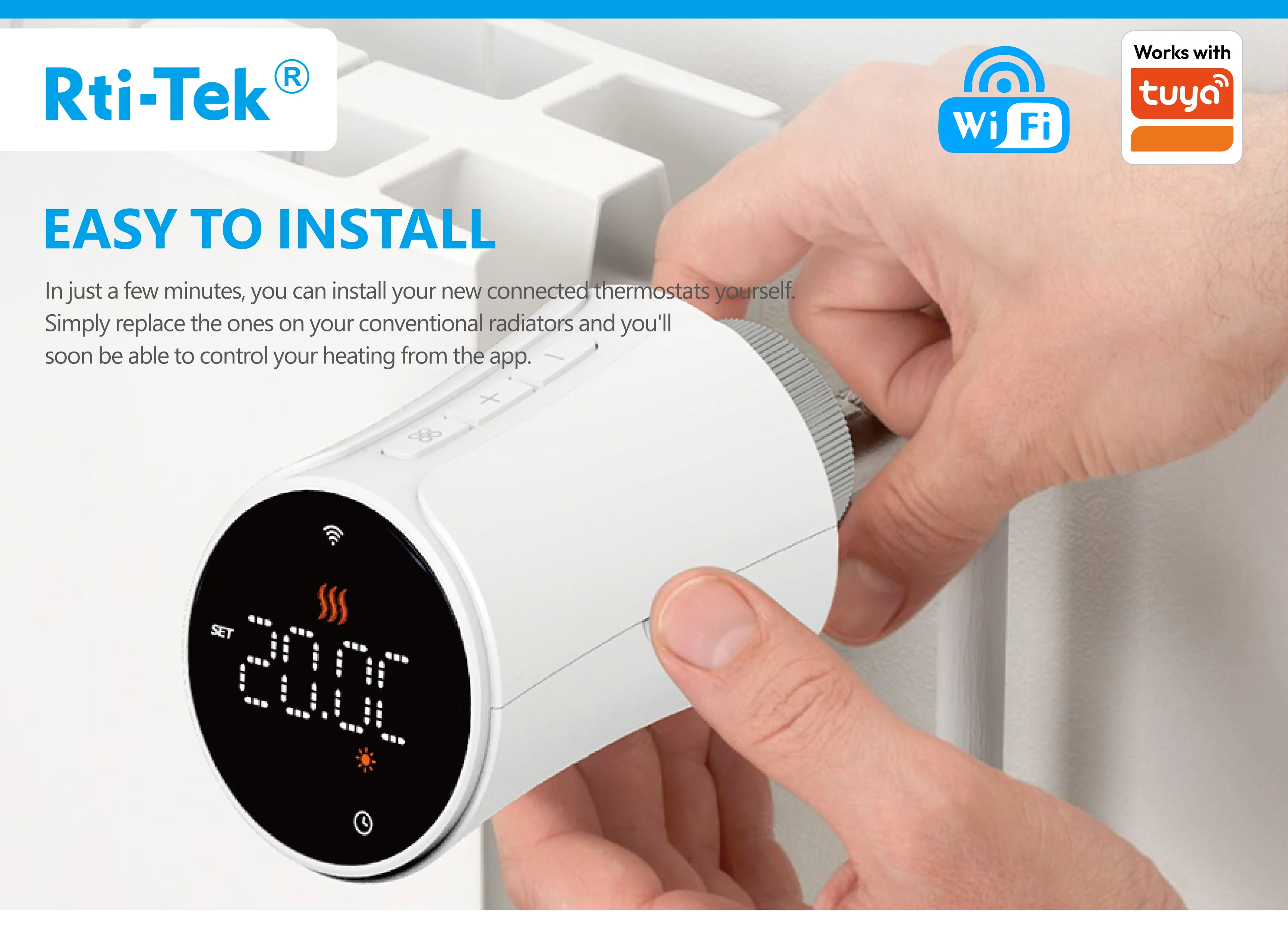 TUYA Wi-Fi Smart LED Thermostatic Radiator Valve TRV Modern Alexa Google Home Compatible No Gateway Required Apartment Use