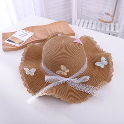 Шляпа от солнца с широкими полями для детей, Панама с козырьком для защиты от солнца, Пляжная соломенная шляпа в стиле унисекс, летняя уличная