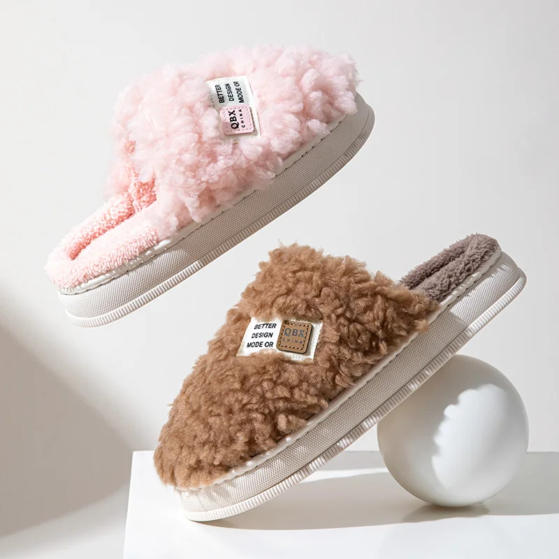 Hot Sale Furry Cozy Slippers Coral Fleece Slipper Rubber Sole Cute Warm Slippers For Winter