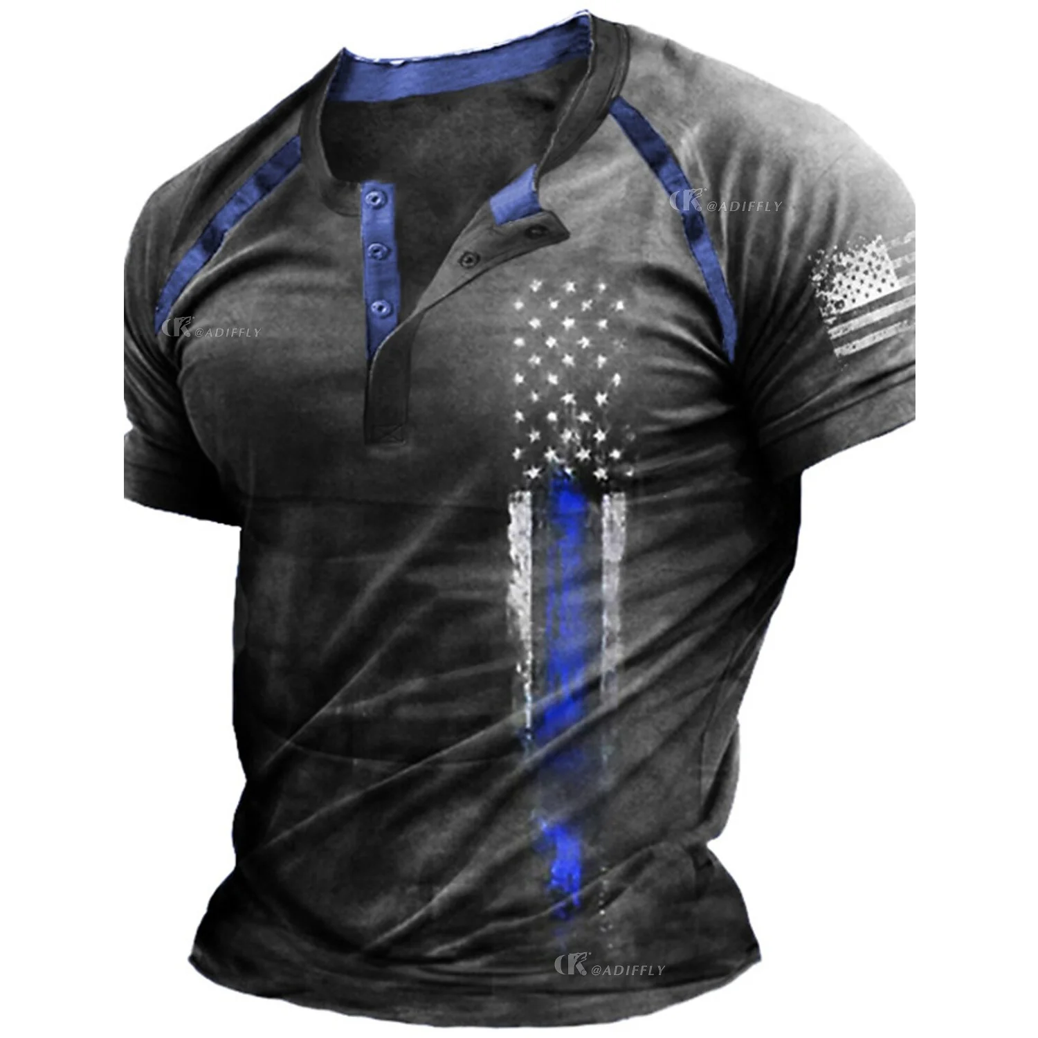 New Arrival Men T-shirt 3D Print National Flag Shirt Casual Short Sleeve Button-Down Blouse Breathable Basic Round Neck T-shirt