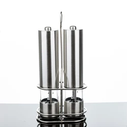 Electric Pepper Mill Set with Stainless Steel Stand Pepper&Salt Grinder Set
