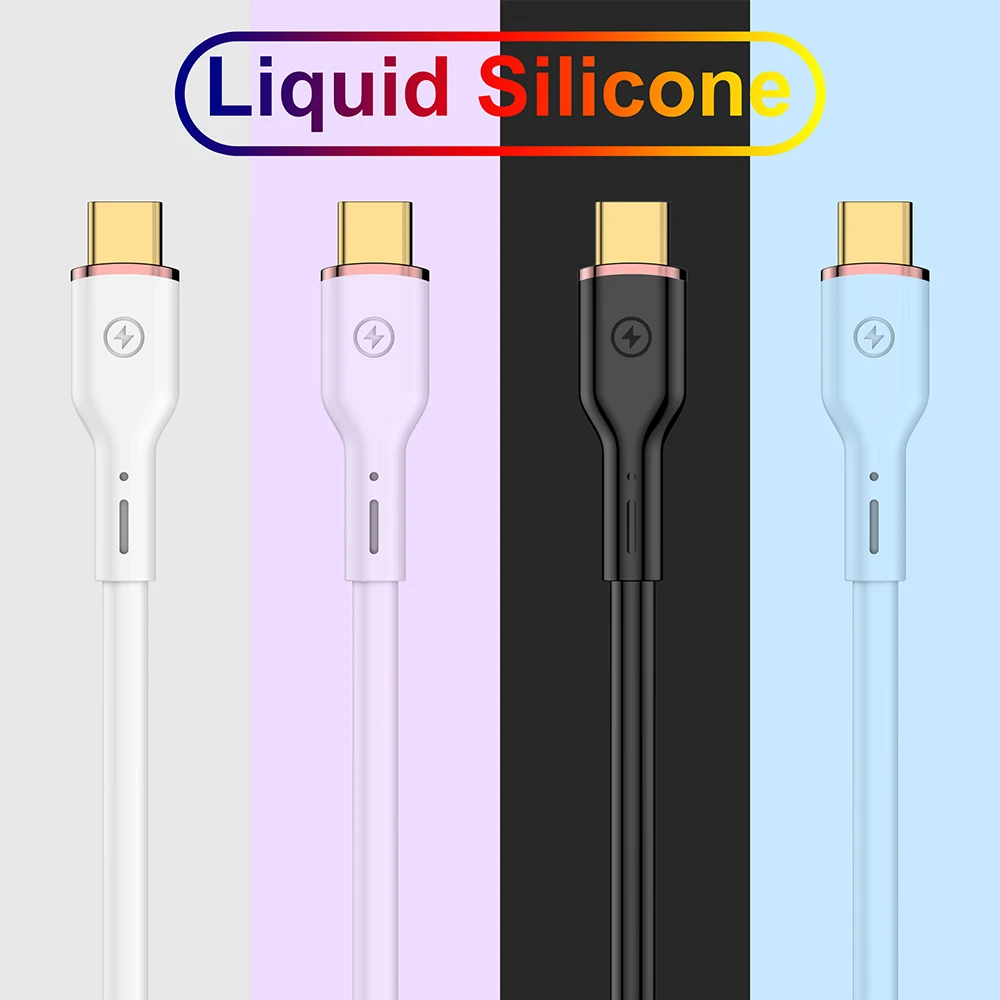 2023 New Fashion Durable Real Liquid Silicone Wire 60W USB C to Type C Fast Charging for Mackbook Pro USB Charge Cable