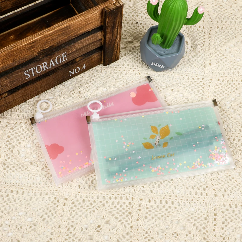 A4 Size Office Supplies Document  Envelope  Bag With Snaps Buttons Plastic PP Wallet File Folder