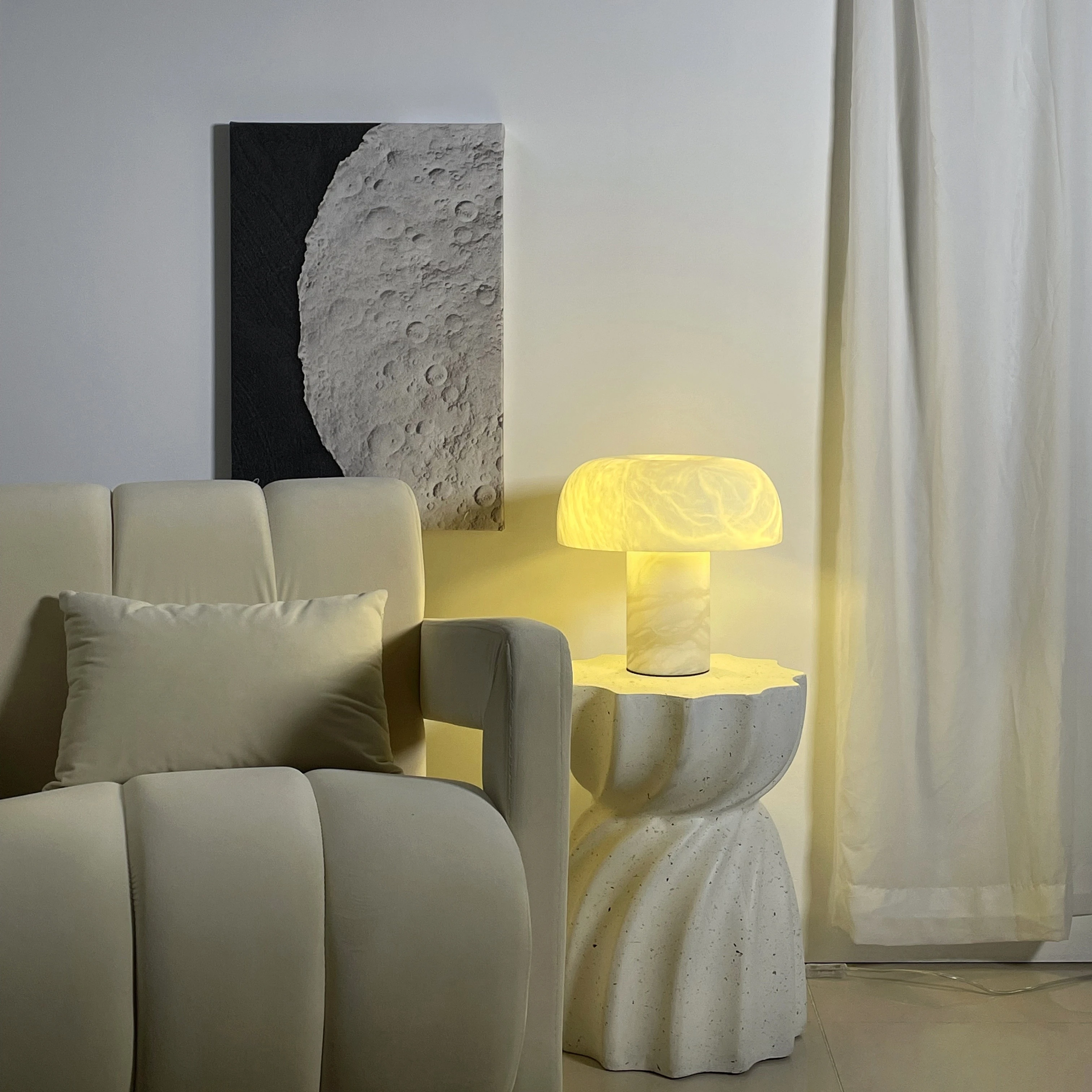 HZX Nature Stone  Marble Table Lamp Simple Luxurious Marble Design for Bedroom Minimalist Bedside Lamp for Living Room