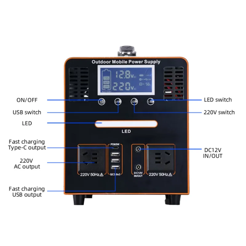 Электростанция OEM/ODM 1 кВт внешний Аккумулятор Lifepo4 2 3