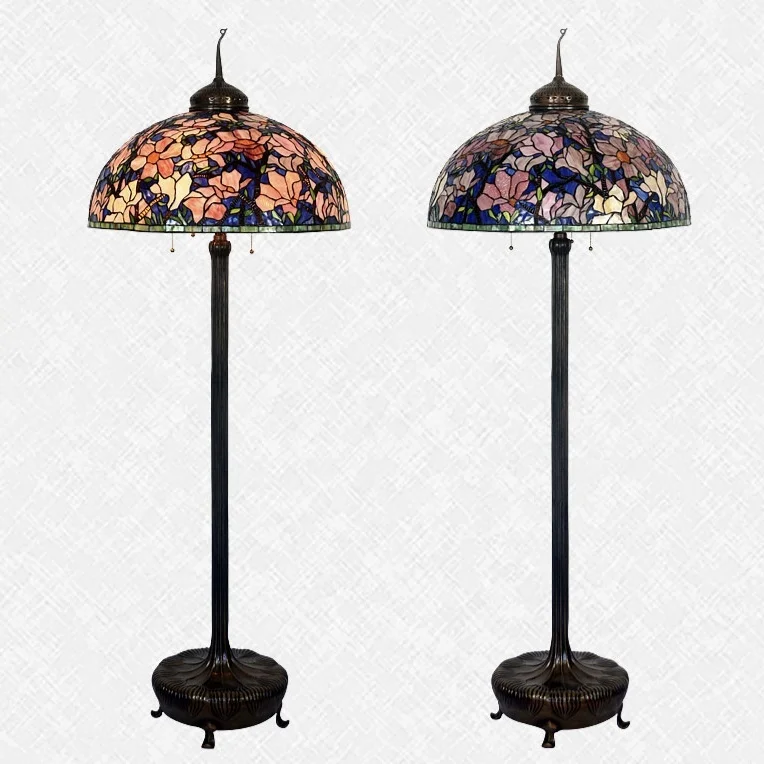 European Classical Atmosphere All Copper Floor Lamp Handmade Creative Tiffany Floor Lamp