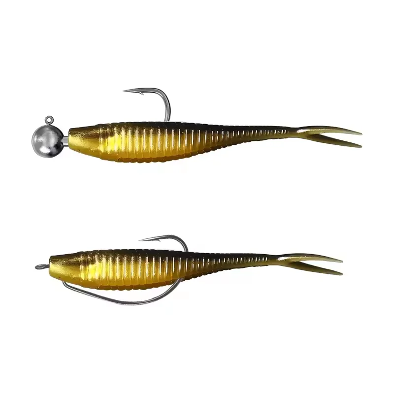 TK 61pcs bionic soft lures fishing baits set fluke tail fishing lure set 2# circle hook combo