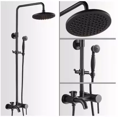 Black Bronze Faucet Rainfall Shower Head Shower set Set Bathroom Complete Set with Hand Sprayer Tub