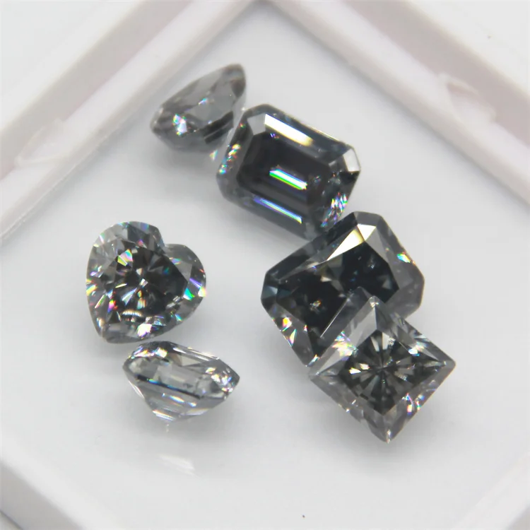 Wholesale Stones Grey Round Brilliant Cut Ascher Heart Oval Square Radiant Pear Shape Emerald Moissanite DEF Loose Moissanite