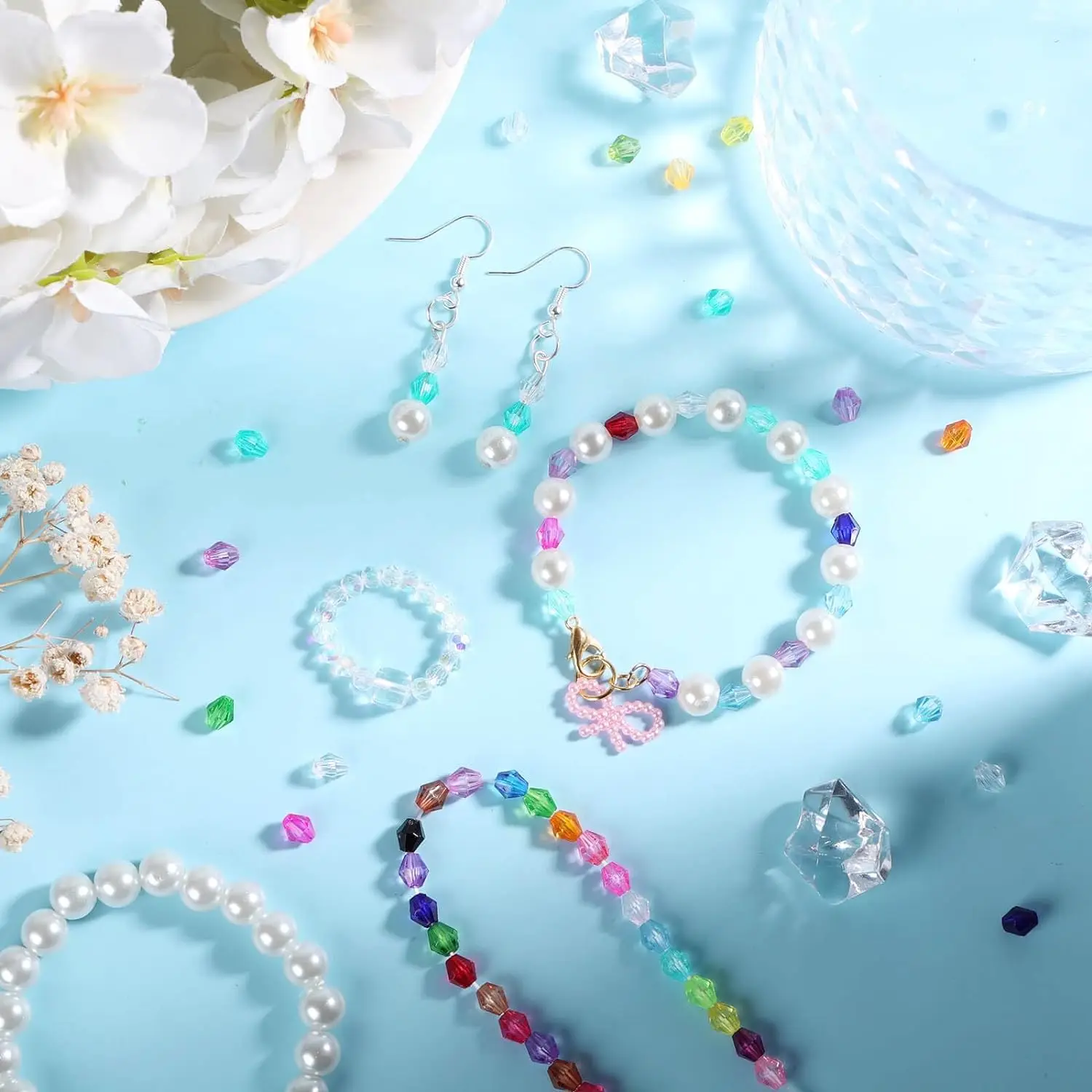 Small Crystal Acrylic Beads Faceted  for Jewelry making Beads Bicone Gem Beads Jewel for Jewelry Making