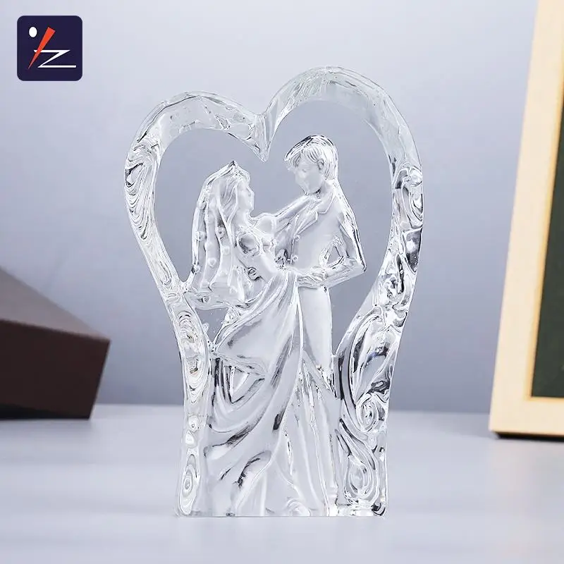 Custom 3D Laser Engraved Glass Craft Crystal Iceberg Award Feng Shui Home Decoration Polished Angel Theme Perfect Wedding Gift