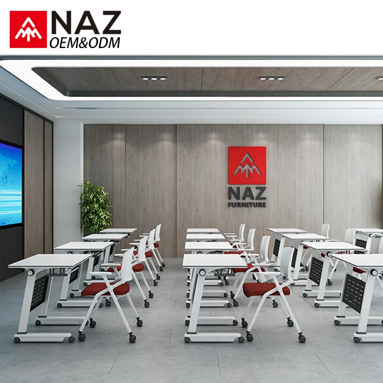 
Wholesale school furniture flip-up training table with castors for lecture 