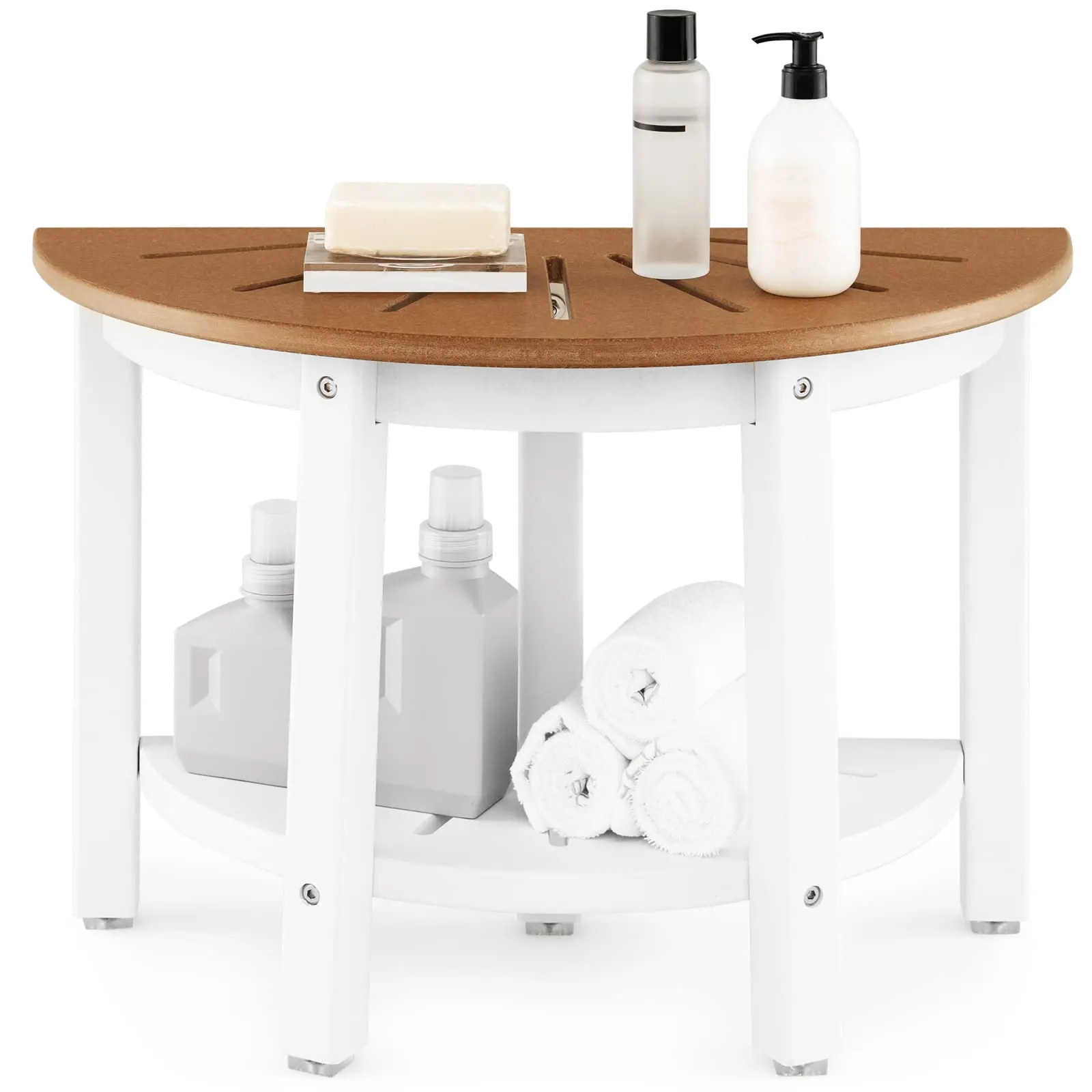 HDPE shower stool , 2-Tier Shower Bench, HDPE Bath Spa Bench Seat with Storage Shelf & Non-slip Foot Pads for Shaving Legs