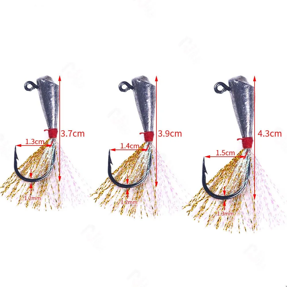 Fishing hook 3.5g 5.5g 9g 12pcs/bag wire leader Jig rig String hook with feather Saltwater Sea Cod Artificial Bait