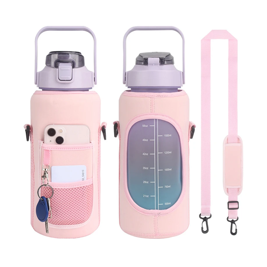 Outdoor High Quality Customized Logo Neoprene Bottle Sleeve Insulated Water Glass Bottle Holder Covers With Zipper Pouch