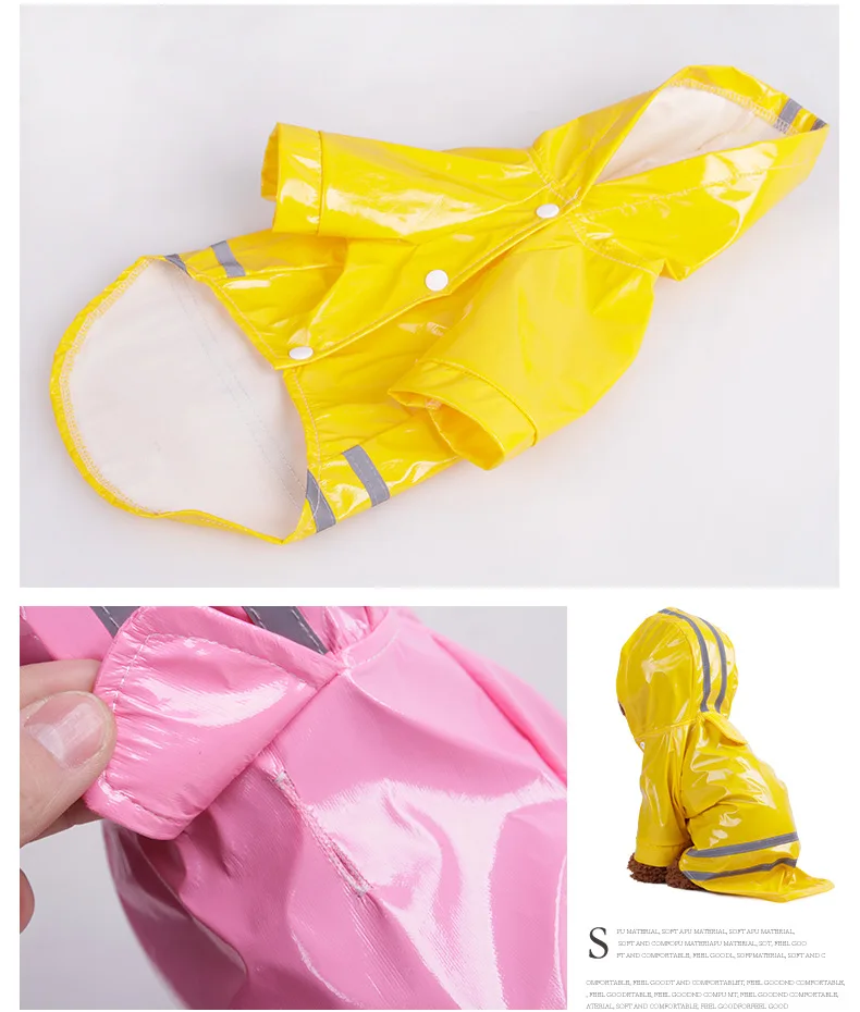 Spring Summer Fluorescence Color Waterproof Fashion Dog Raincoat Pet Clothes dog Rain coat