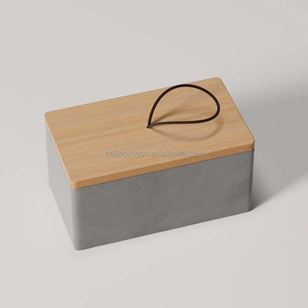 50oz Nordic Custom Cement Candle Vesel Candle Holder Luxury Empty Stone Concrete Large Square Big Candle Jars With Bamboo Lid