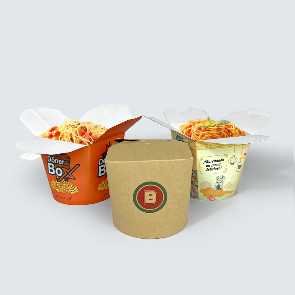 ZJPACK Disposable packing food containers takeaway doner box 16oz 26oz 32oz kraft noodle paper box