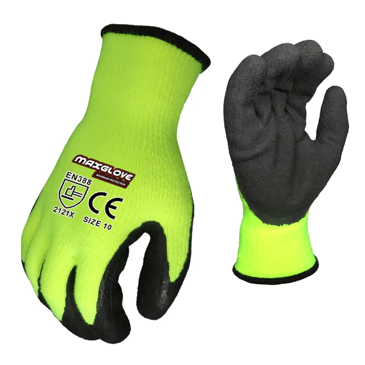 MaxiPact Winter working latex gloves 7G acrylic terry brushed  liner shell  latex foam dipping  working gloves
