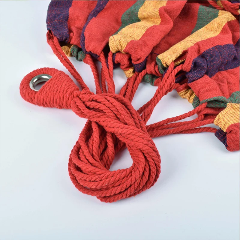 
two person double portable travel canvas cotton rope lightweight camping outdoor heavy duty hanging hammock bed 