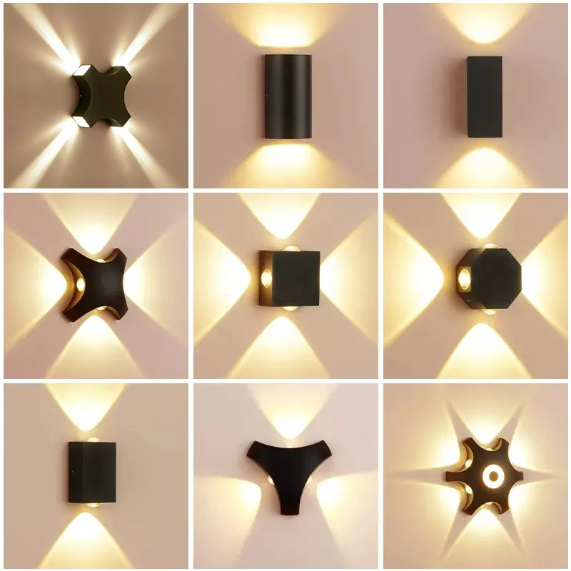 LED Outdoor Waterproof Wall Light Simple 4-Head Aluminum Lampshade Embellished Wall Lamp