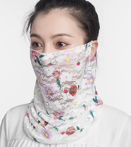 New Summer Lace Veils for Women Face Scarves Ear Hanging Neck Face Veil