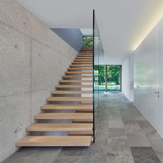 CBMmart Floating Stair carbon steel mono beam beech/oak wood tread stairs indoor/staircase design for houses