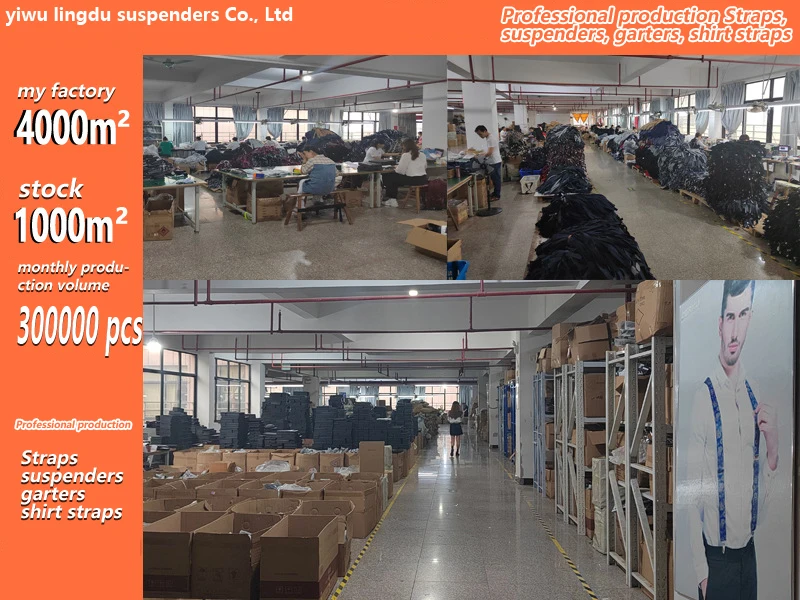 Men's Fashion Elastic Suspender  4-Clip Metal Strap 3.8cm X-Shape  Black Hook