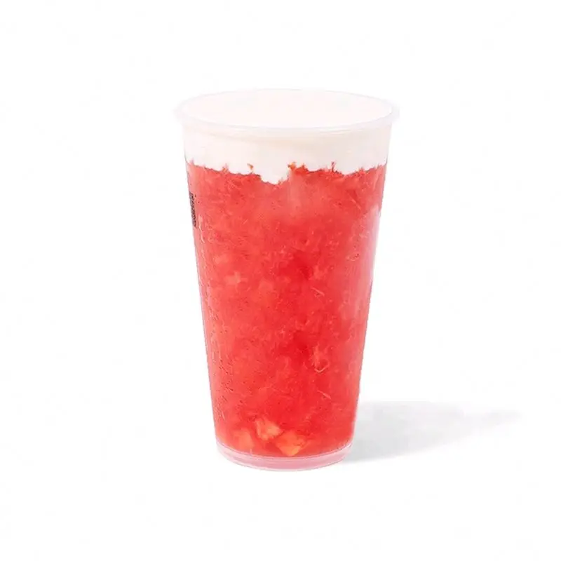 Customized Logo 90 Caliber Matt Pp Hard Slim Cup Disposable Plastic Frosted Pp Injection Cups 500Ml /700 Ml With Lid Plug