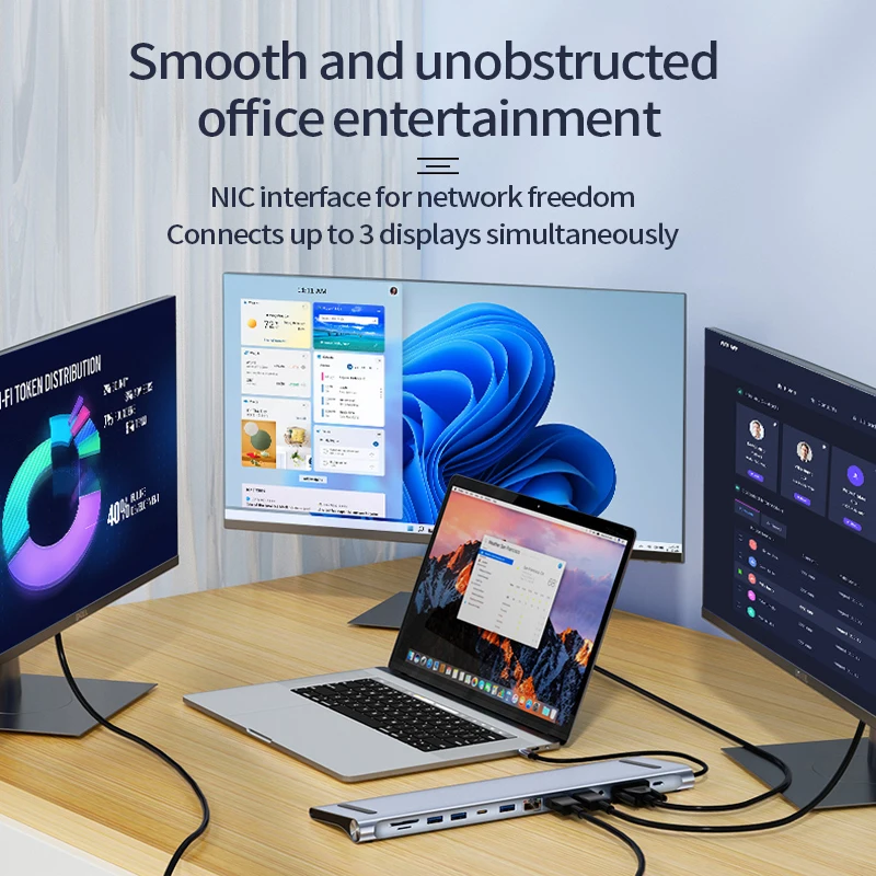 BASIX концентратор док-станция адаптер usb-концентратор 12 в 1 кабель с разъемами типа C и HD-MIK * 2 VGA RJ45 USB3.0 USB2.0 USB-C AUDIO3.5