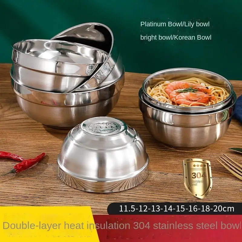 Hot Selling Factory Insulated Double Walled 304 Stainless Steel Japanese Style Tableware Utensils Soup Bowl