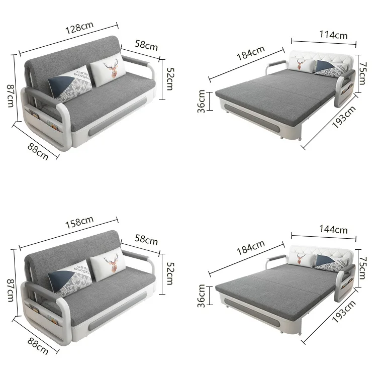 Apartment furniture metal frame foldable Sofa Cum Bed Storage modern Folding Sofa Bed