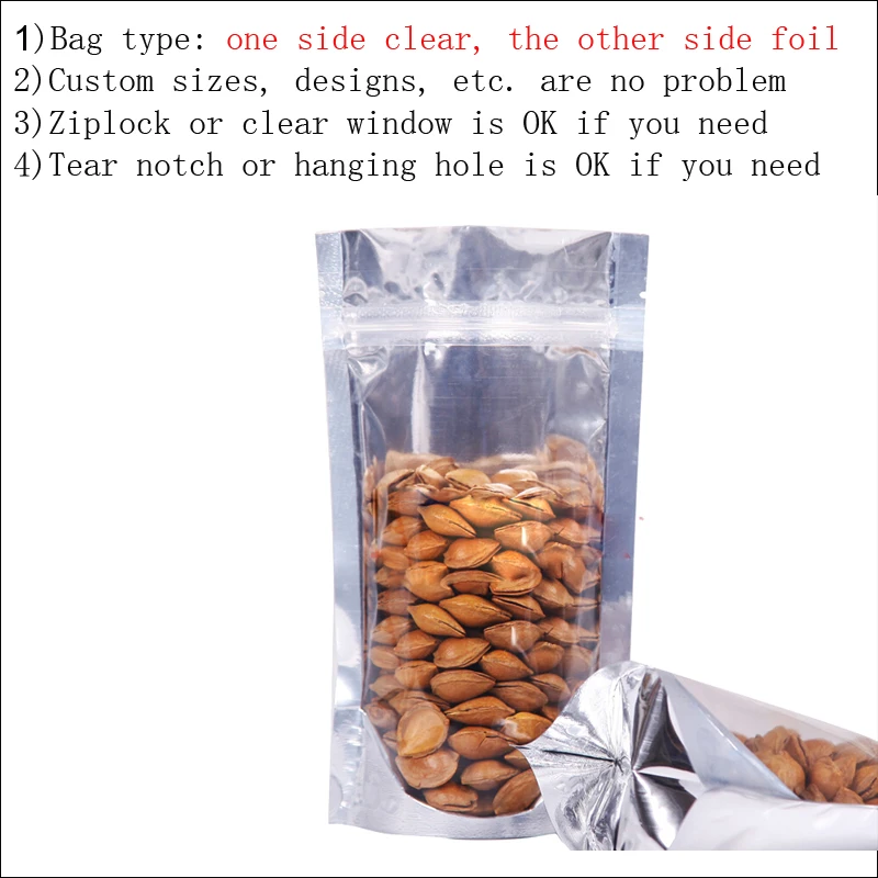 China manufacturer food grade heat sealed custom printed aluminum foil stand up zip powder food bags with clear window