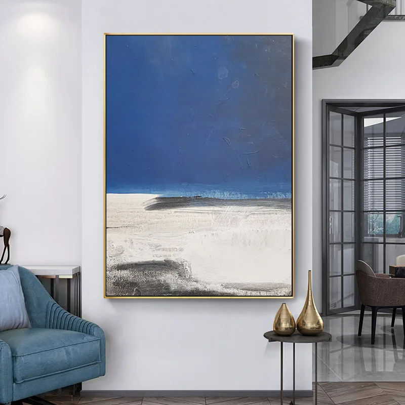 Abstract 2 Single Panel Style Nordic Blue Seascape Living Room Decorative Canvas Painting Wall Art