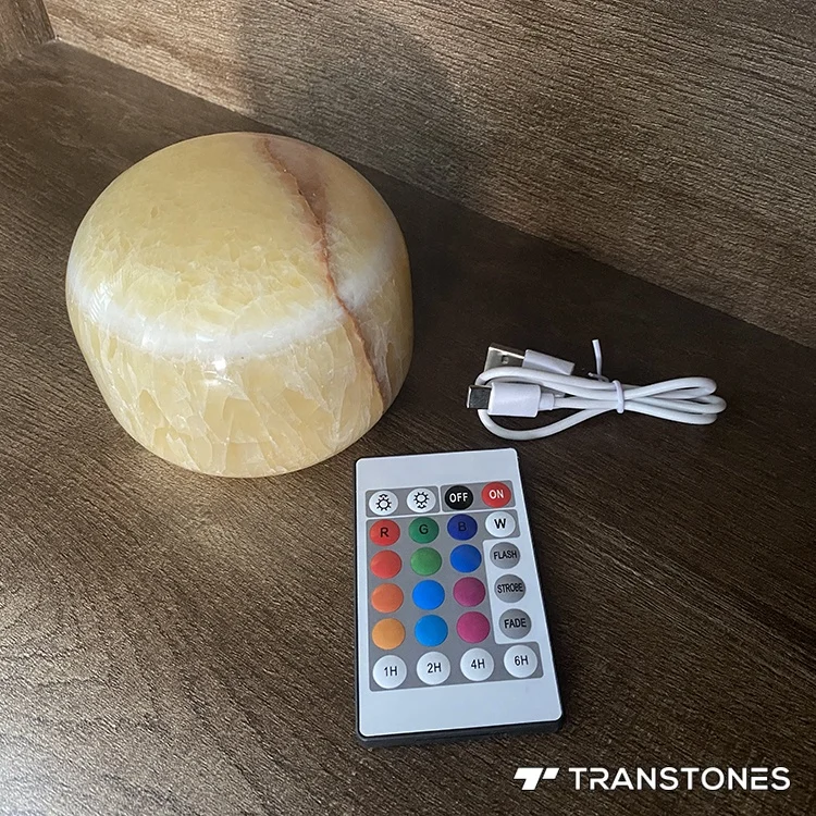 Alabaster Bedside Lamp Translucent Polished Color Changing Natural Onyx Table Lamp