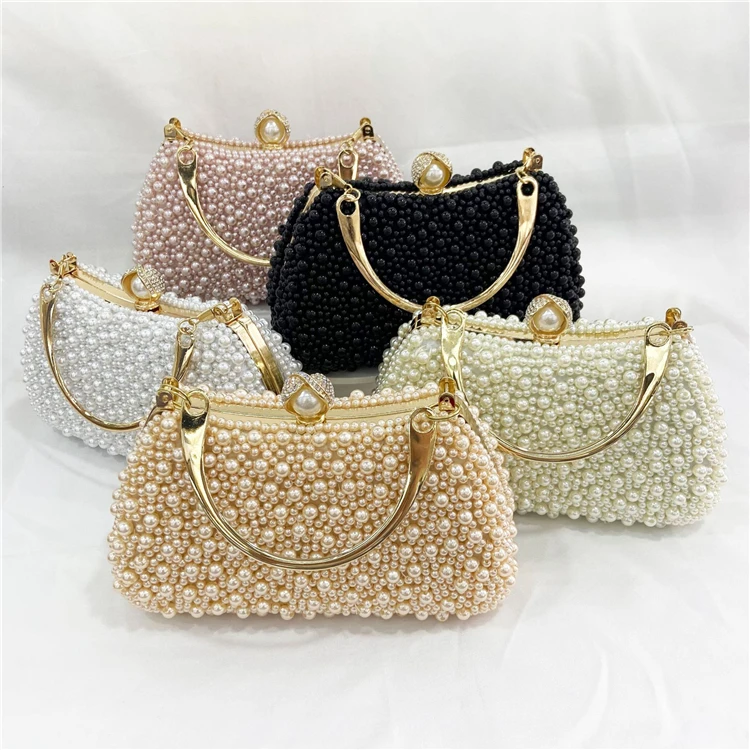 Bolsos De Noche Wedding Hand Pearl Purse Rhinestone Clutch Purses Beaded Party Bags Luxury Women Clutch Bag Evening Bags