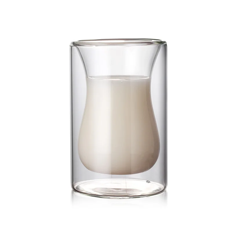 120ml Borosilicate Double Wall Simple Straight Glass Tea Coffee Cup
